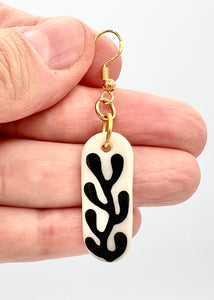 Black Coral Cameo Earrings