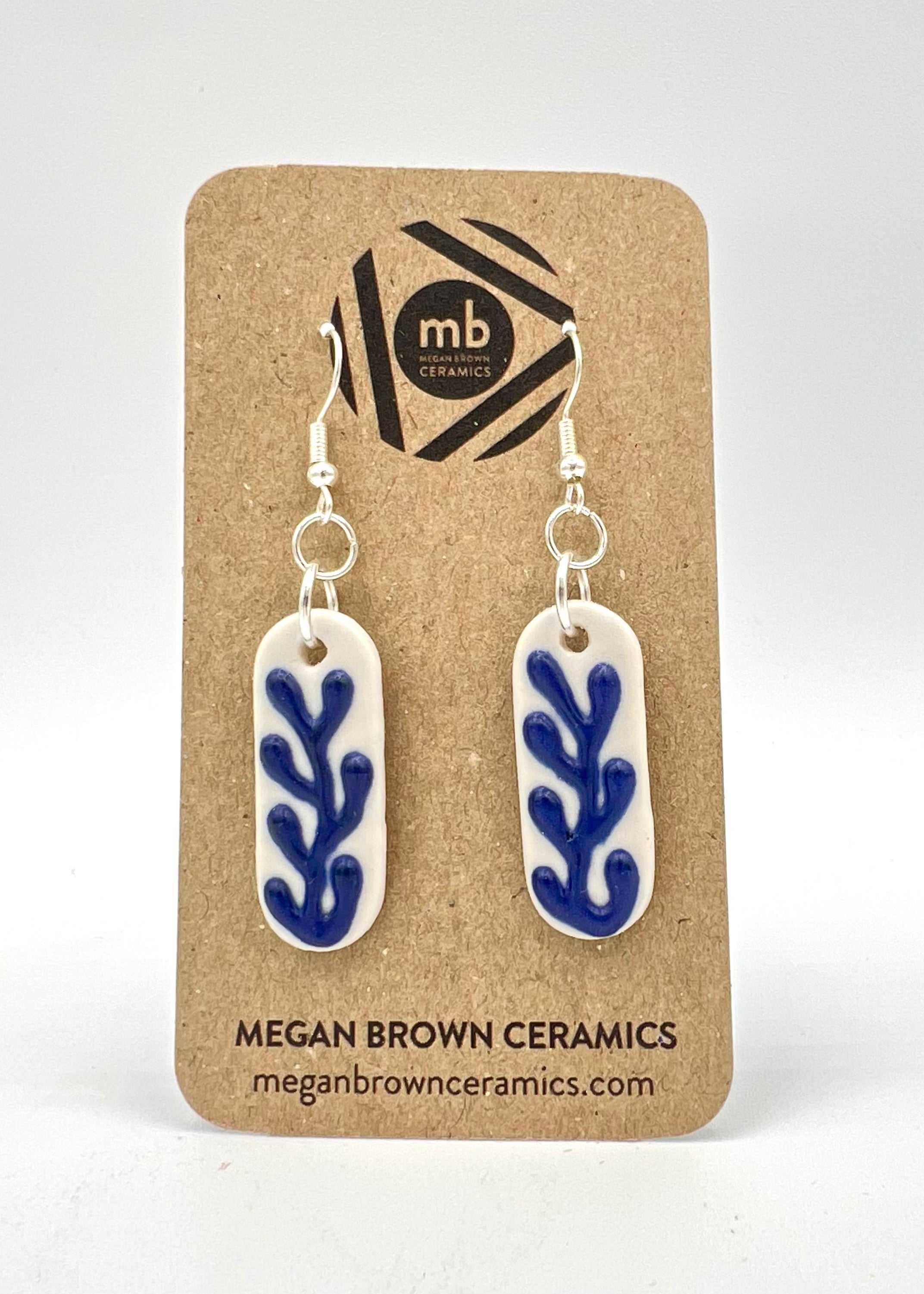 Blue Coral Cameo Earrings