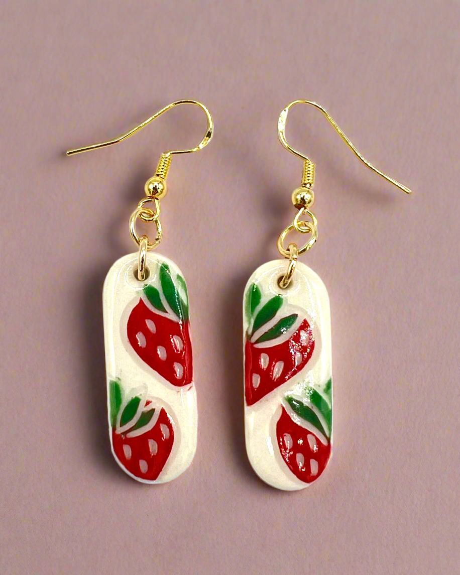Strawberry Cameo Earrings