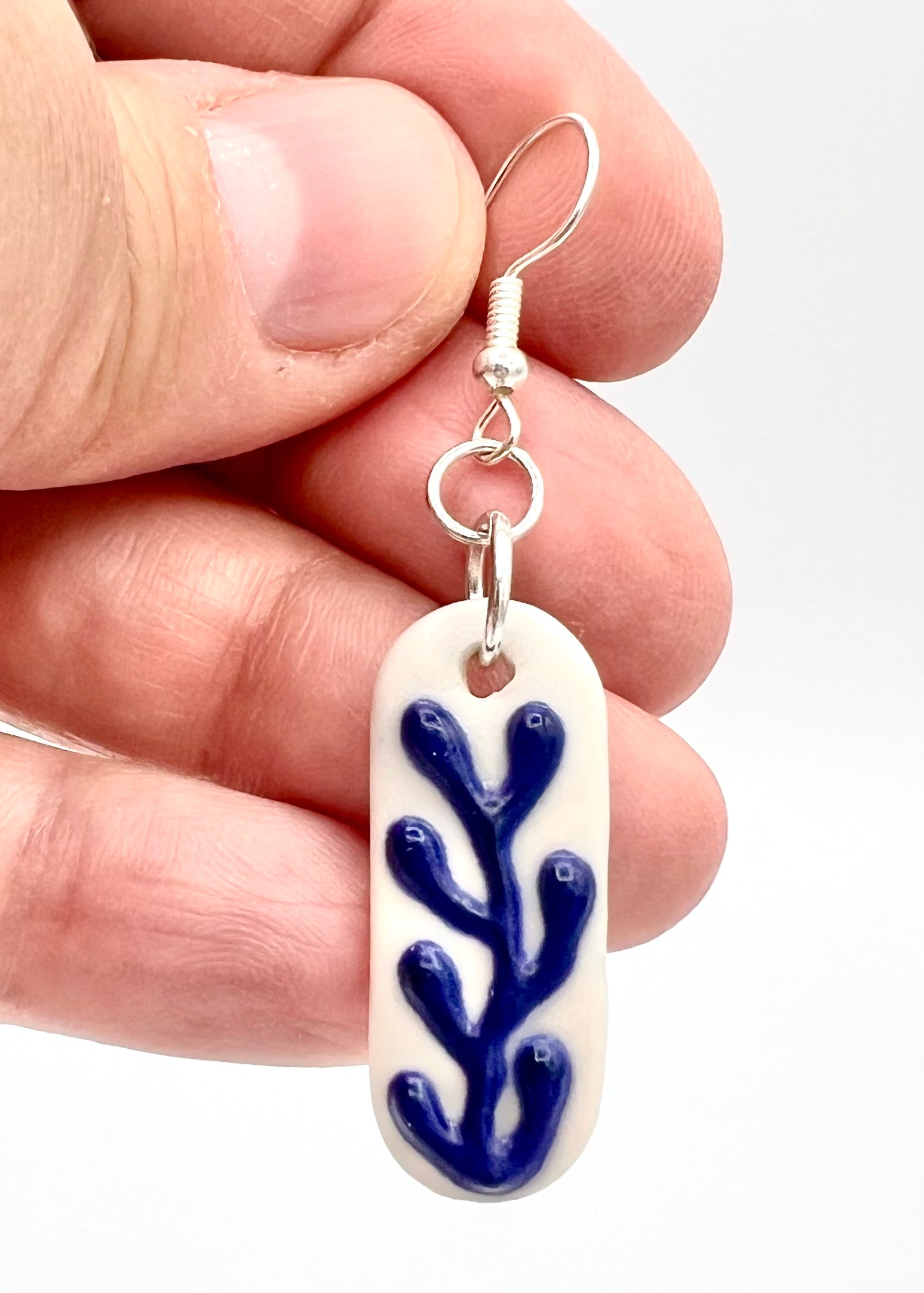 Blue Coral Cameo Earrings