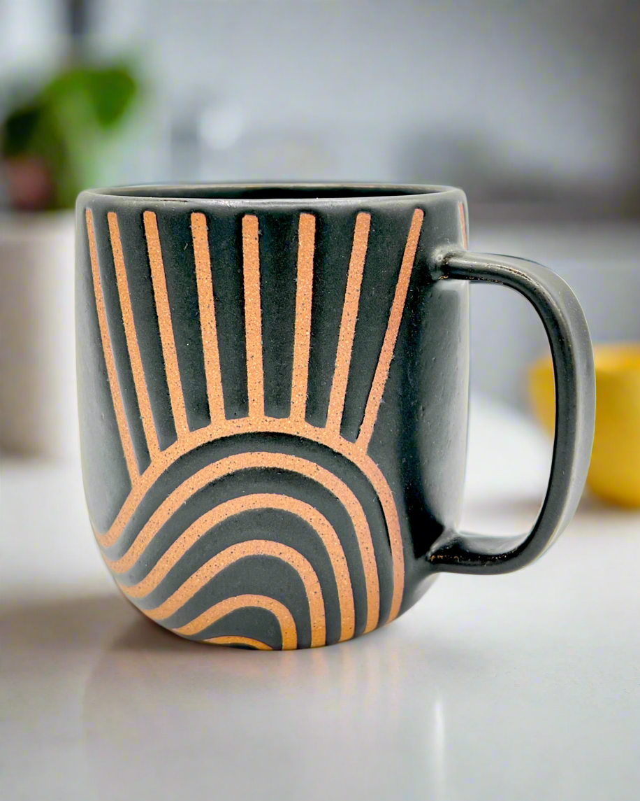 Black Matte Sunrise Cappuccino Mug