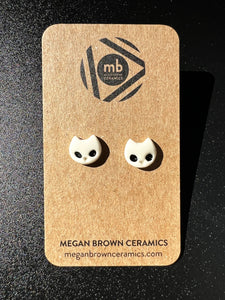 White Cat Stud Earrings