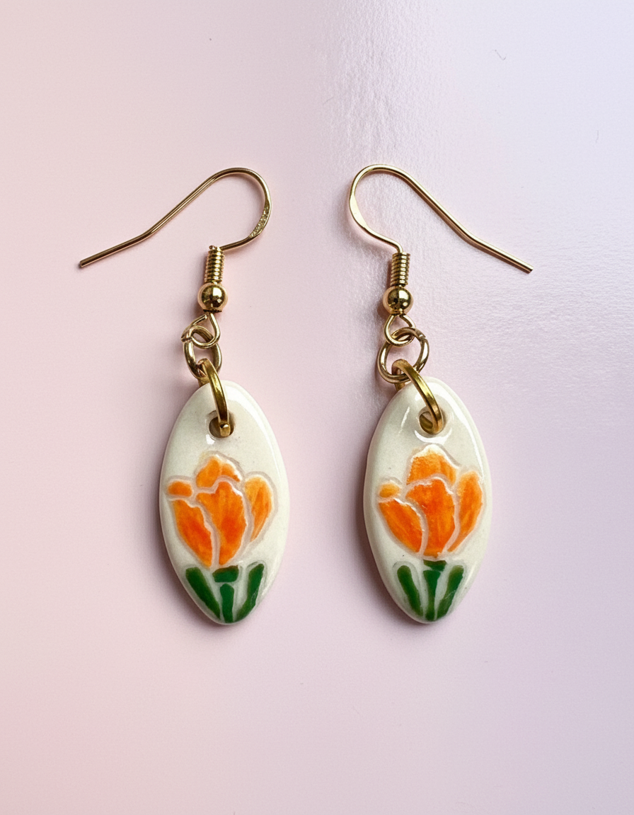 California Poppy Earrings