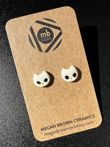 White Cat Stud Earrings