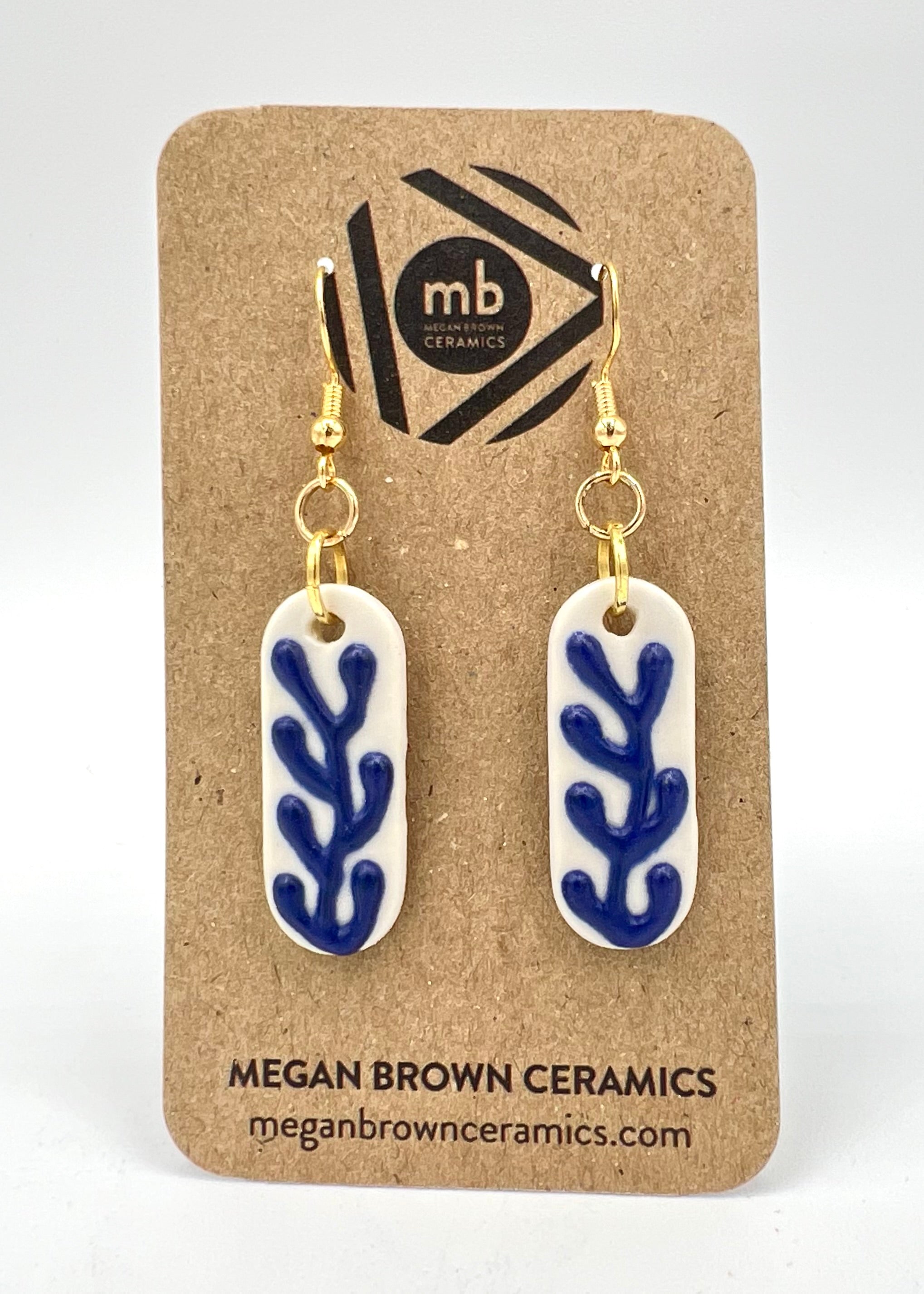 Blue Coral Cameo Earrings