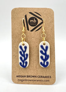 Blue Coral Cameo Earrings